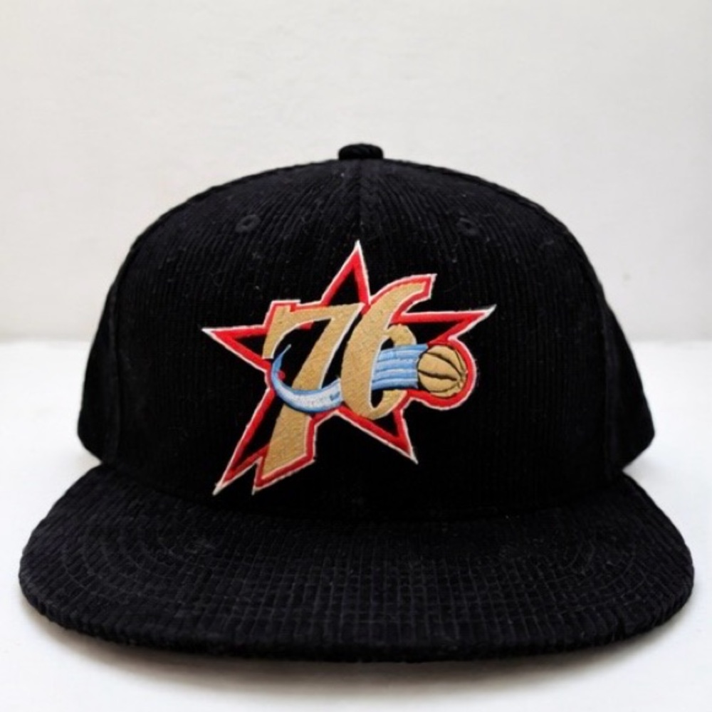 Philadelphia 76ers Corduroy Snapback Hat Black NBA Cap
